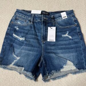 Judy Blue Women's Ripped Jean Shorts - Dark Blue